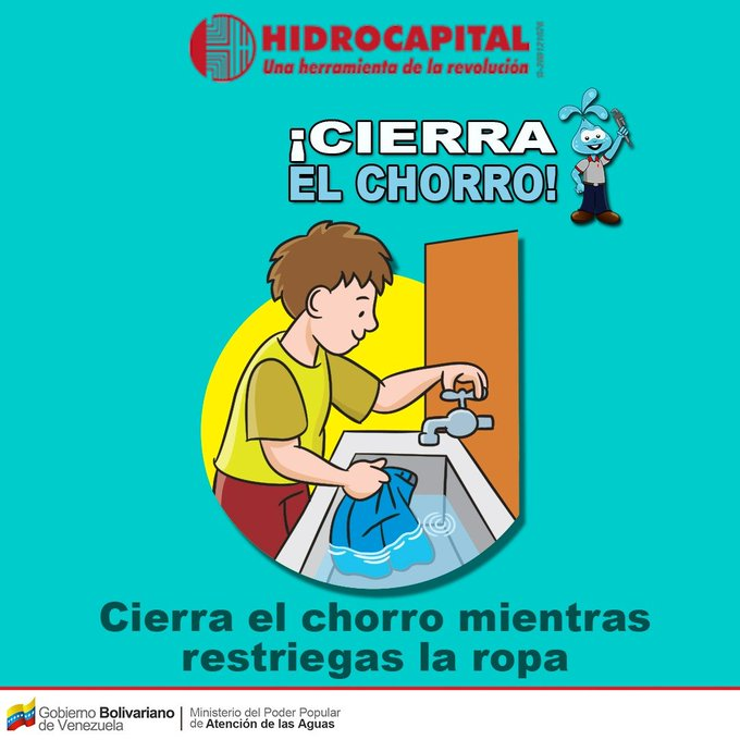 mippci_ven's tweet photo. 📌𝑴𝒂́𝒔 𝑪𝒐𝒏𝒄𝒊𝒆𝒏𝒄𝒊𝒂🚰💧
#CierraElChorro Mientras restriegas la ropa.    
"No desperdicies el agua"
#AbrilDeFuegoPatrio https://t.co/Cq1maIQ45A
