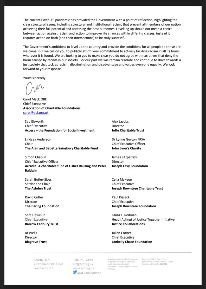KieronJBoyle's tweet image. We’ve joined over 60 Foundations in writing to the PM to respond to the Commission on Race and Ethnic Disparities. We believe many of the findings to be unhelpful, divisive and damaging to work we and our partners drive towards to create a fairer society.

acf.org.uk/news/commissio…