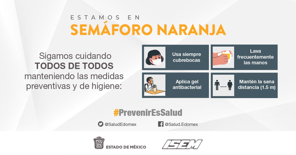Edomex's tweet photo. #CuidemosTodosDeTodos, respetando las medidas preventivas y de higiene.
#PrevenirEsSalud https://t.co/NCr7BBzWjo