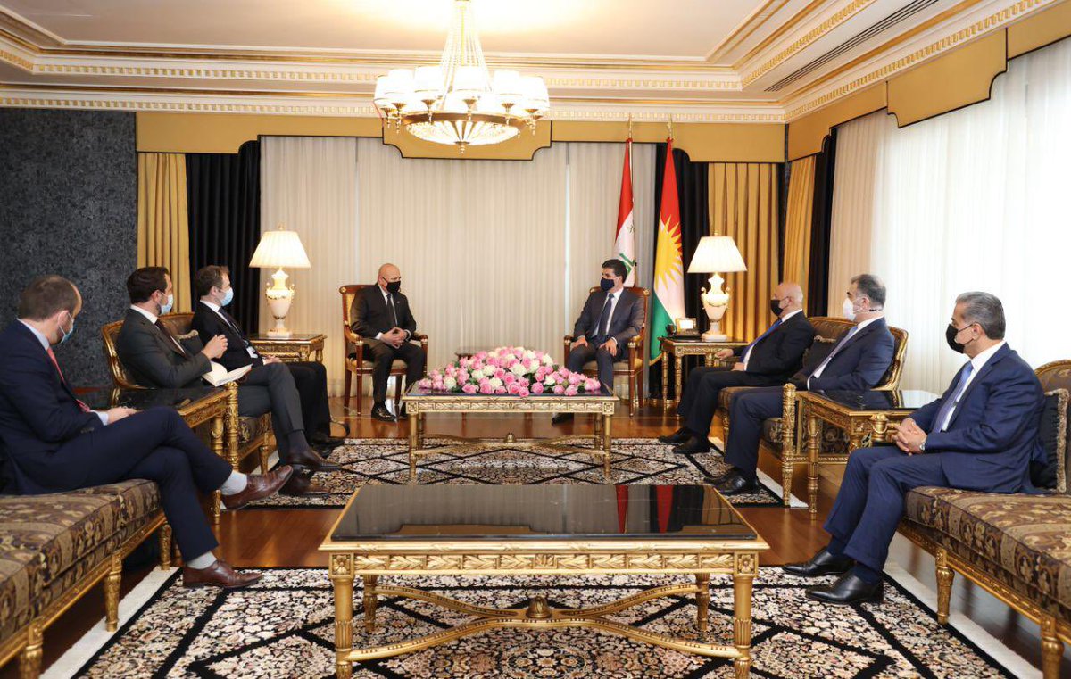 FalahMustafa's tweet image. Kurdistan Region President Nechirvan Barzani @IKRPresident &amp;amp; Special Adviser Karim Asad Ahmad Khan QC @KarimKhanQC discussed the ongoing activities of @UNITAD_Iraq &amp;amp; the joint efforts of Erbil &amp;amp; Baghdad with #UNITAD team to hold #ISIS accountable for the crimes committed in Iraq.