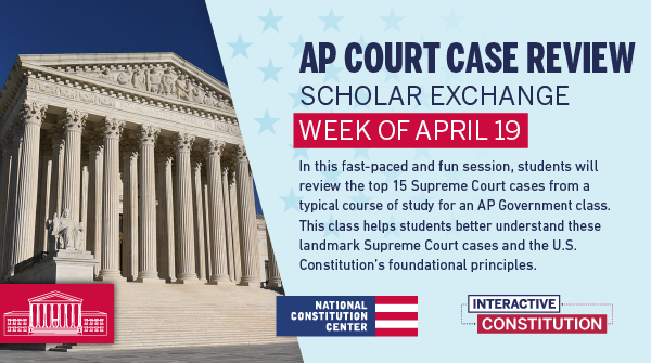 ConstitutionCtr's tweet photo. This week, discover the history of landmark #SupremeCourt cases! 

Registration is FREE for middle school and high school classes led by our #NCCed team and CEO @RosenJeffrey: https://t.co/iDnvMqSmkt 

#apgov #sschat #civics #SCOTUS https://t.co/vZouuQCE28