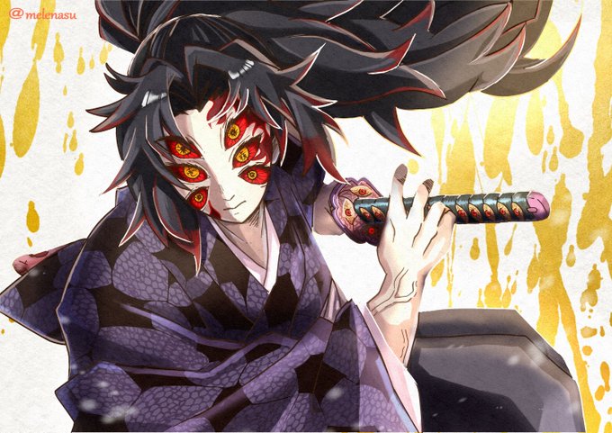 めれなすさんがTwitterに投稿した黒死牟(鬼滅の刃)のイラスト。