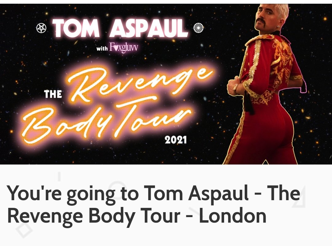 Tom Aspaul tour tickets confirmation screen grab