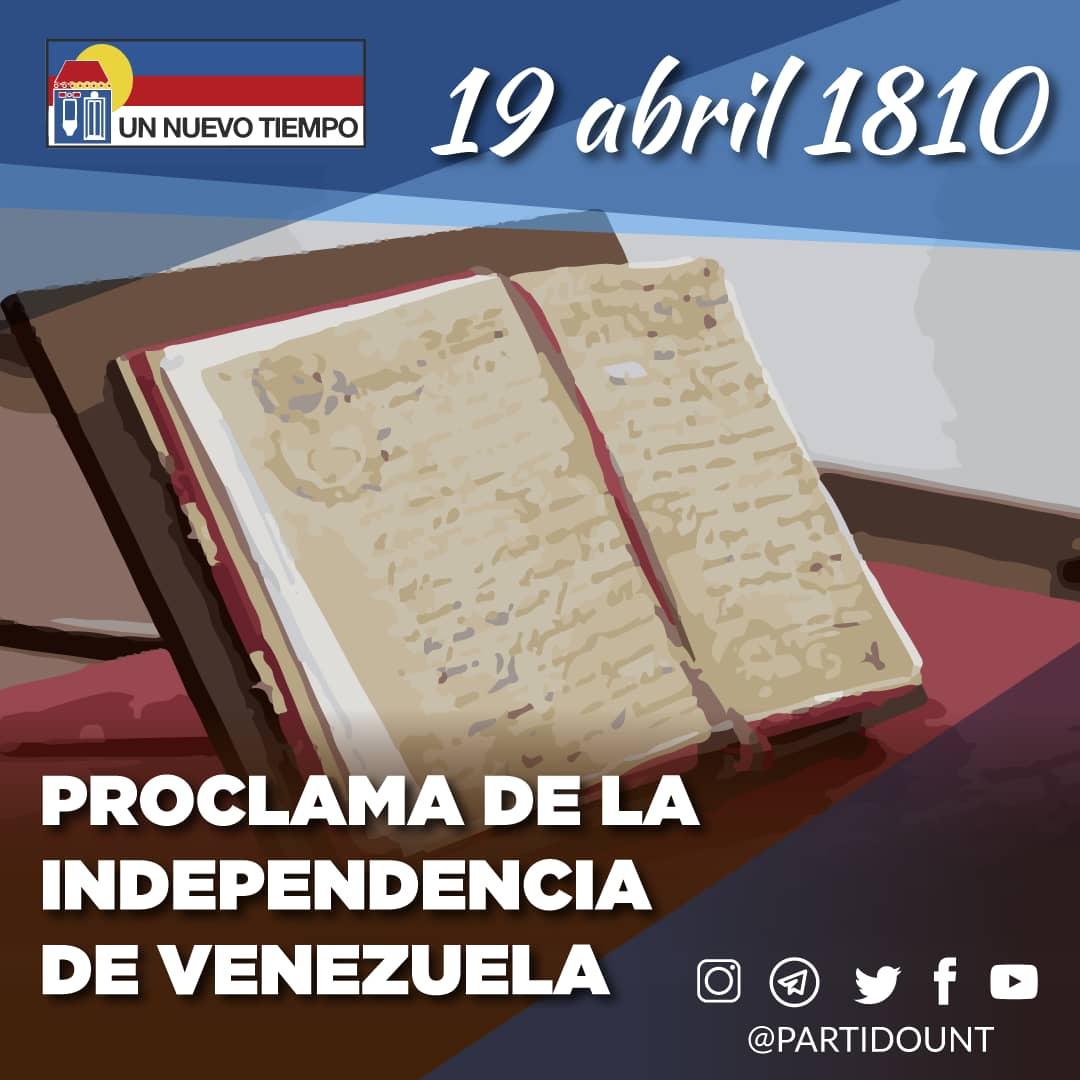 @UNTTachira1 La revolución del 19 de abril de 1810 marcó el inicio de la lucha por la independencia del dominio español en Venezuela.