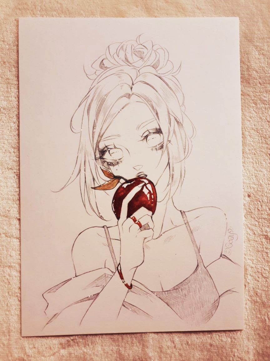_goay_'s tweet photo. Sketch gift for a friend with some metallic touch ups <3
"An apple a day keeps the doctor away"
#fineteccolors #Jstuff #sketch #doodle #pencilart #traditionalart https://t.co/3rA2XnEDyf