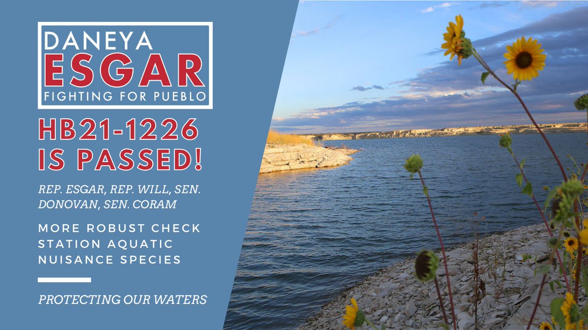 Daneya Esgar (@dlesgar) on Twitter photo ✅HB1226 passed with overwhelming bipartisan support!
This critical bill ensures <a href="/COParksWildlife/">Colorado Parks and Wildlife</a> has the tools they need to keep our waters safe from costly & damaging invasive species.
On to the Senate!
#copolitics #coleg ✅HB1226 passed with overwhelming bipartisan support!
This critical bill ensures <a href="/COParksWildlife/">Colorado Parks and Wildlife</a> has the tools they need to keep our waters safe from costly & damaging invasive species.
On to the Senate!
#copolitics #coleg