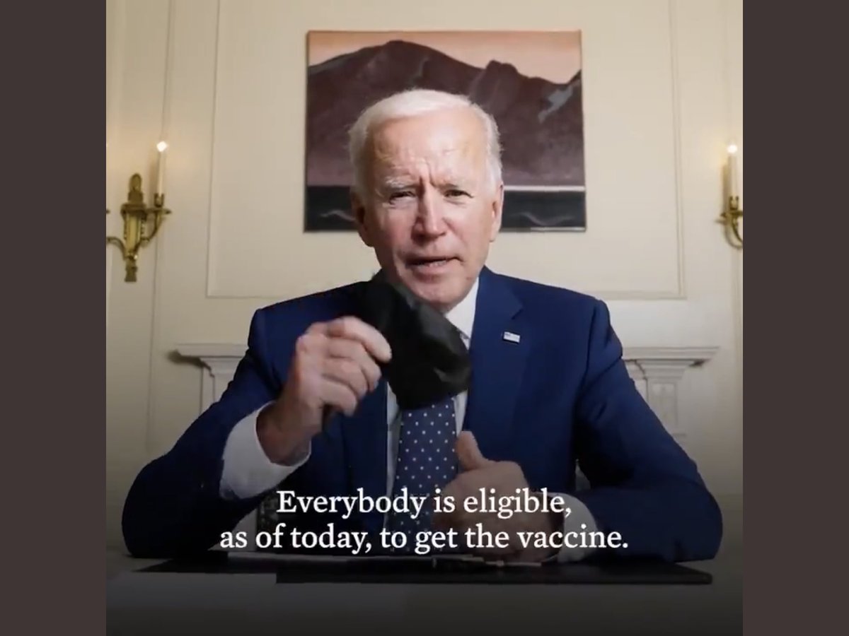 iwhale's tweet image. ประธานาธิบดีสหรัฐ: "พรรคพวก, ผมมีข่าวดี ทุกคนมาฉีดวัคซีนได้แล้วตั้งแต่วันนี้ เรามีพอ คุณจำเป็นต้องได้รับความคุ้มกันตัวเอง เพื่อไปป้องกันเพื่อนบ้านและครอบครัวคุณด้วย ดังนั้น ได้โปรดมารับการฉีดวัคซีนด้วย"

 จบ รู้เรื่อง ใน 19 วินาที