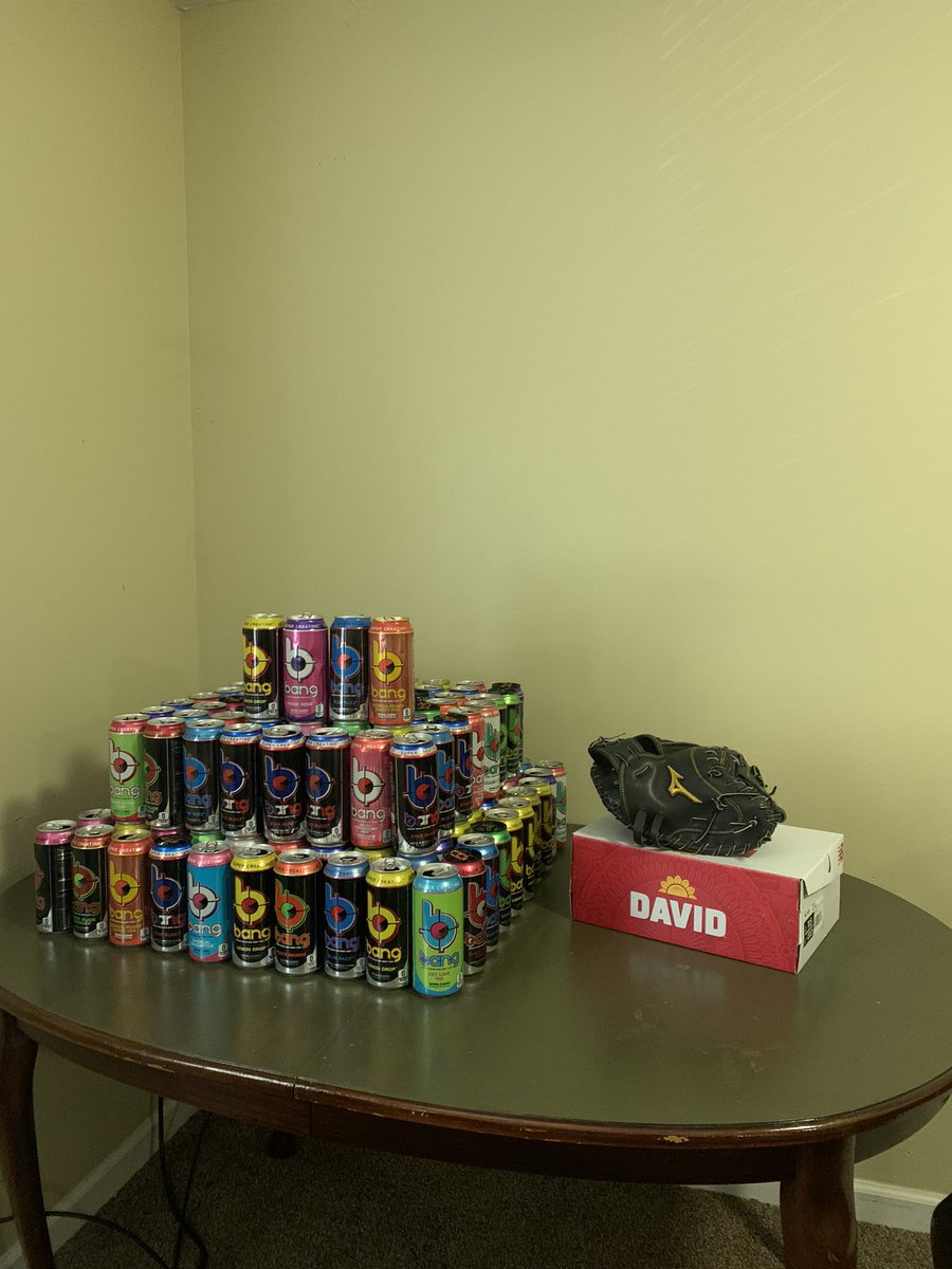 gmcdonel14's tweet photo. Hey @BANGenergy we have two weeks left in our baseball season and we’re trying to finish our #BANGenergy pyramid. We’re 50 cans short and would love a care package to help finish #BANGoveranything https://t.co/PJ3XpoJtbj