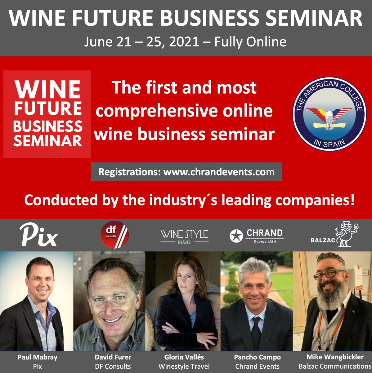 Don’t miss the most comprehensive wine business course for the wine and hospitality industries. Covering topics sush as digital marketing, event management, advertising, PR and communication, wine tourism, online sales,etc.
#wine #winepromotion  <a href="/pmabray/">Paul Mabray</a> @WinestyleTravel