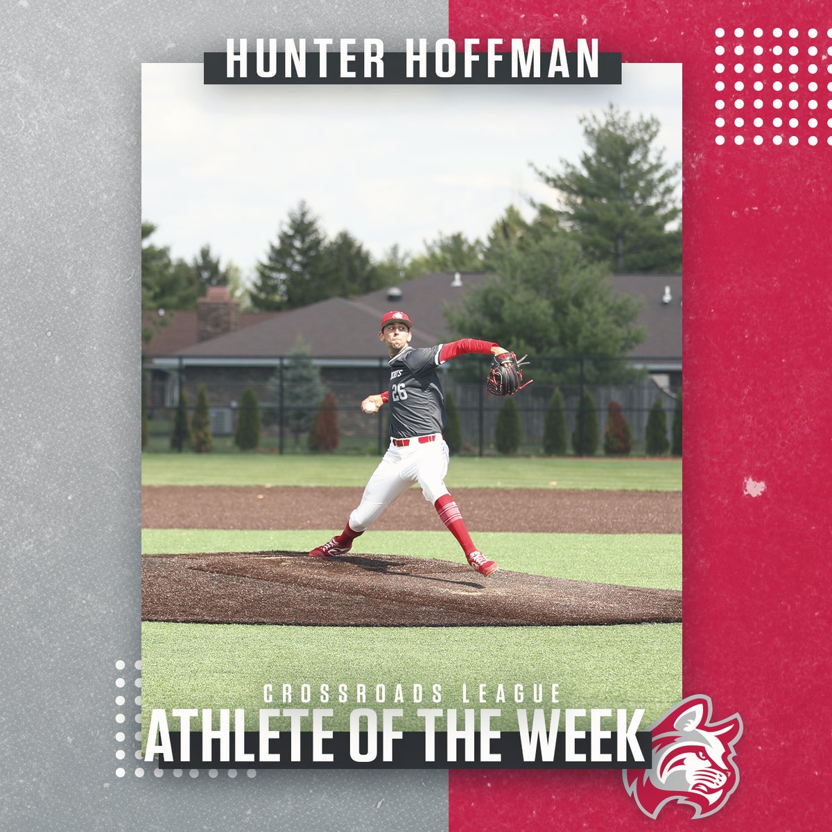 IWUWildcats's tweet photo. Hunter Hoffman was named this week's Crossroads League Baseball Player of the Week. On the week, the freshman went 1-0 with a 1.26 earned-run average and 18 strikeouts in 14.1 innings to help IWU maintain control of the CL's top spot. https://t.co/5C9b64Pf0y
