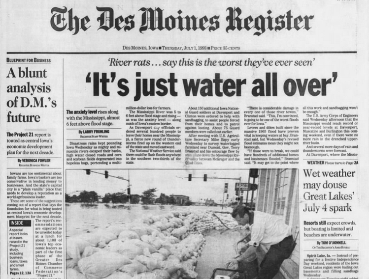 This story begins in 1993. Des Moines business leaders commissioned a VA-based consulting firm to write a report on how to improve IA's business climate. It chided IA politicians and business leaders for “complacency” w/the state’s relative economic health and low unemployment.