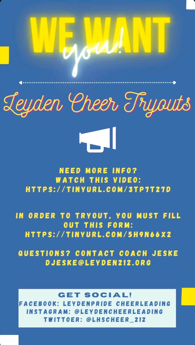 Tryout to be apart of something great! <a href="/leydenpride212/">Leyden High Schools District 212</a> #LeydenPride