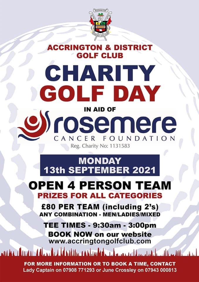 🏌🏽 Teams are selling fast! 🏌🏼‍♀️Accrington and District Golf Club is very proud to be supporting Rosemere Cancer Foundation for another year and we can’t wait to get our annual charity golf day underway this September 🥳 #charity #charitygolfday #accrington #accringtongolfclub