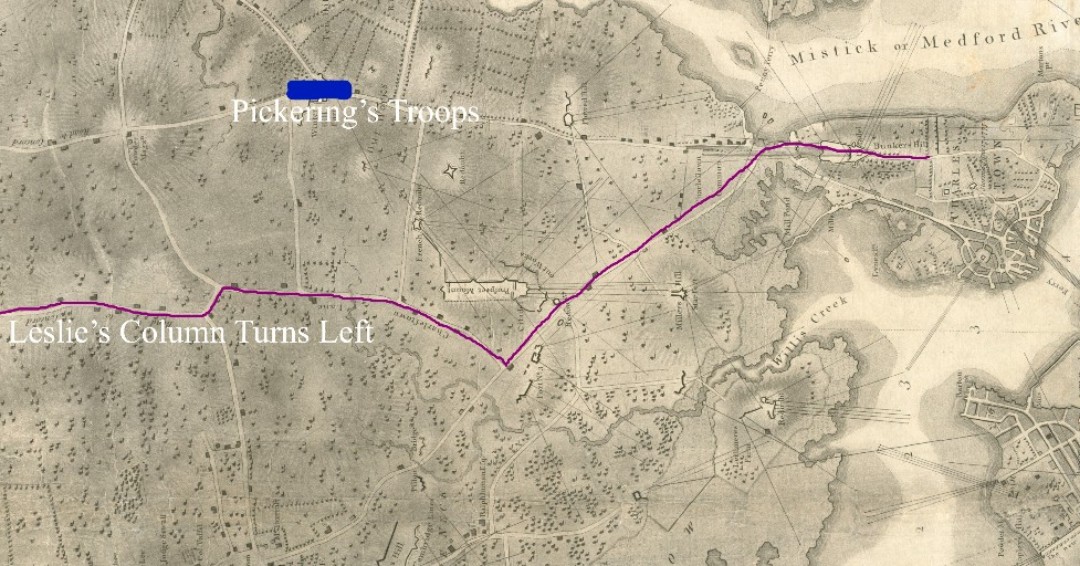 REV250BOS's tweet photo. Timothy Pickering, who would later rise to prominence in the Continental Army, dithers in bringing his militia troops from Salem on the Lexington Alarm.  Arriving on Winter Hill they watched as Leslie's column marched on to Charlestown.
#RevolutioninRealTime
#Revolution250 https://t.co/6z7uIFjT3g