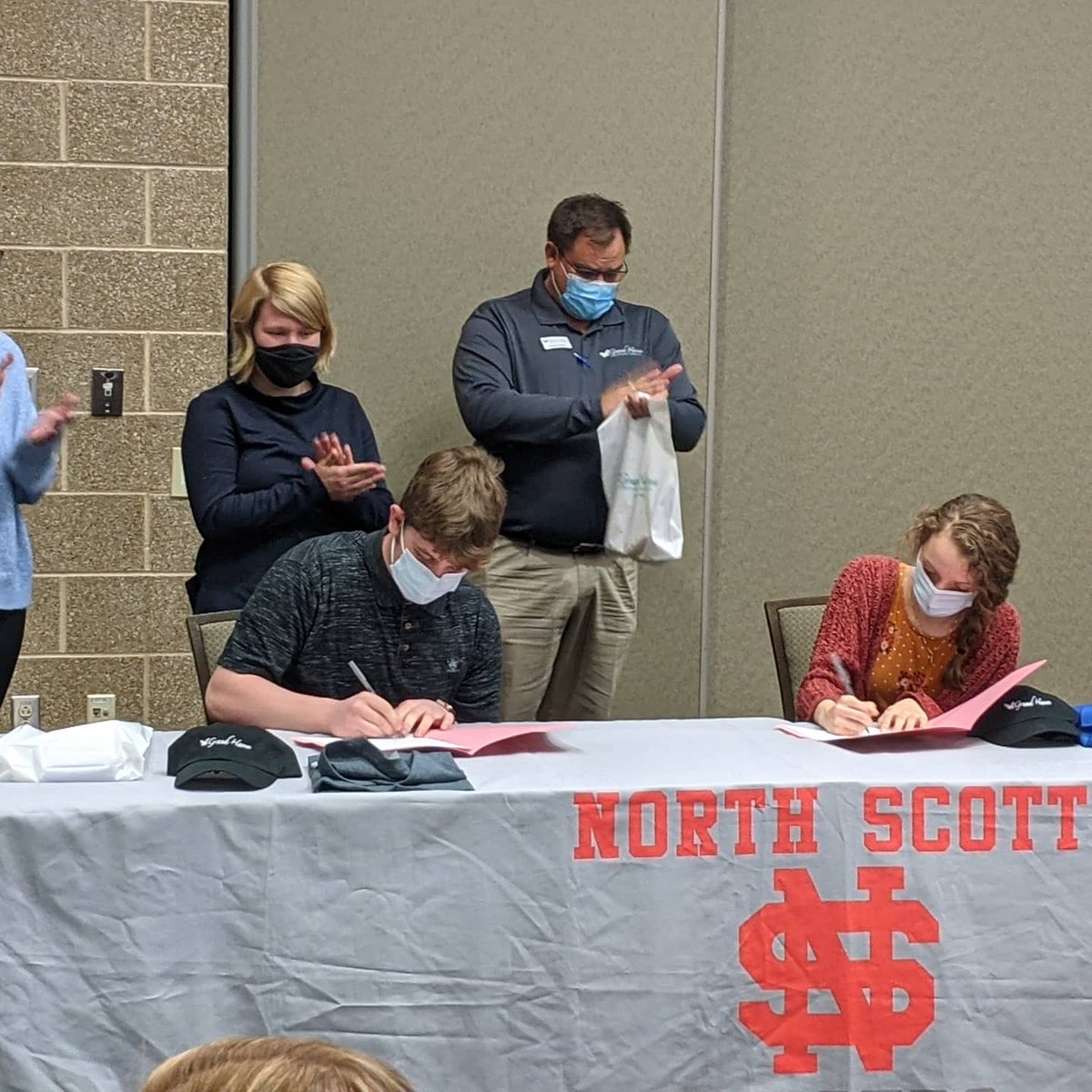 NorthScottHS's tweet photo. Congratulations to our Apprentices as well as our Step-Pathway students on their signing day. A special thank you to Eckart, John Deere, Grand Haven, First Trust Savings &amp; Trust, River Cities Engineering, NAWIC for their support of our students!! #nslancers https://t.co/3b4LkMNbKw