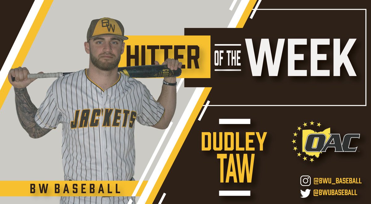 BWUBaseball's tweet image. Congrats Dudley for being OAC Hitter of the Week! 🐝
#BWBaseball #d3b