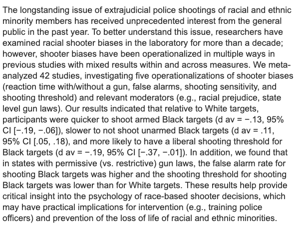 In fact, in one wide-ranging study of metadata, researchers found that that police are quicker to shoot Black targets, than white ones.Targets!That's why I shop at Walmart.