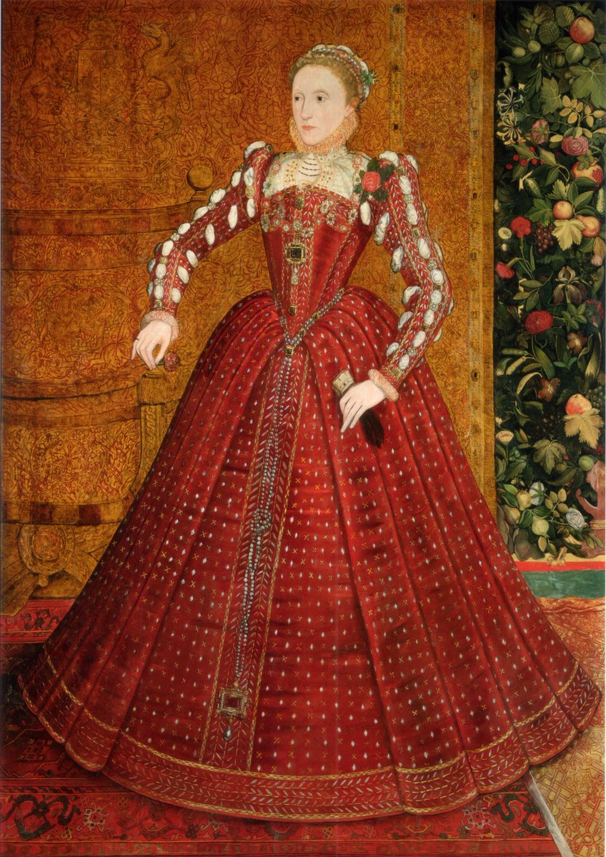 9 - As queen Elizabeth had a big job. There was no precedent for a monarch like her in England. Plus, her kingdom was financially unstable, politically wobbly & generally a mess. She could not be seen as weak.So she made herself Gloriana, step by step, stitch by stitch.