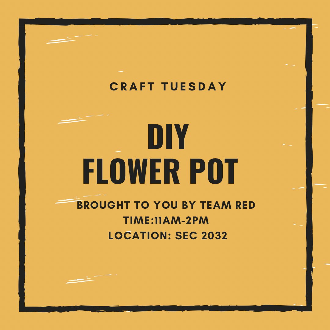 Come join UIW Campus Engagement and Team Red tomorrow from 11 am-2 pm to create your very own DIY Flower Pot!

🗓 Tuesday, April 20
⏰11 A.M. - 2 P.M.
📍SEC 2032

#uiwcardinals #uiwcampusengagement