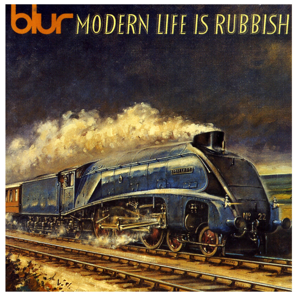 The Art of Album Covers .Painting of the A4 Pacific ’Mallard’ - holder of the world speed record for steam traction, by Paul Gribble .Used by Blur on Modern Life Is Rubbish, released 1993.