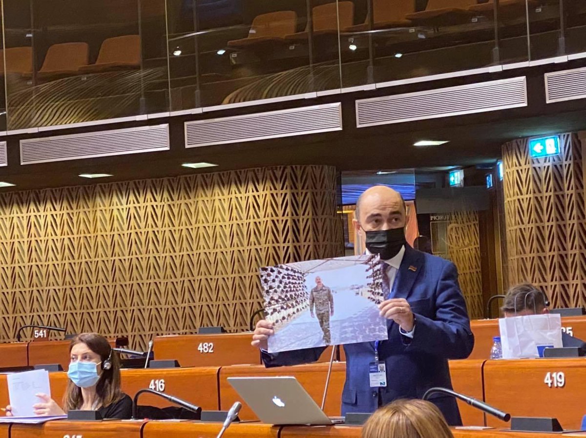 Azerbaijan considers normal to chain people and present human degrading treatment and torture as a regular attitude towards prisoners of war. Aliyev joined the list of such dictators as Hitler and Saddam Hussein. This is true fascism.