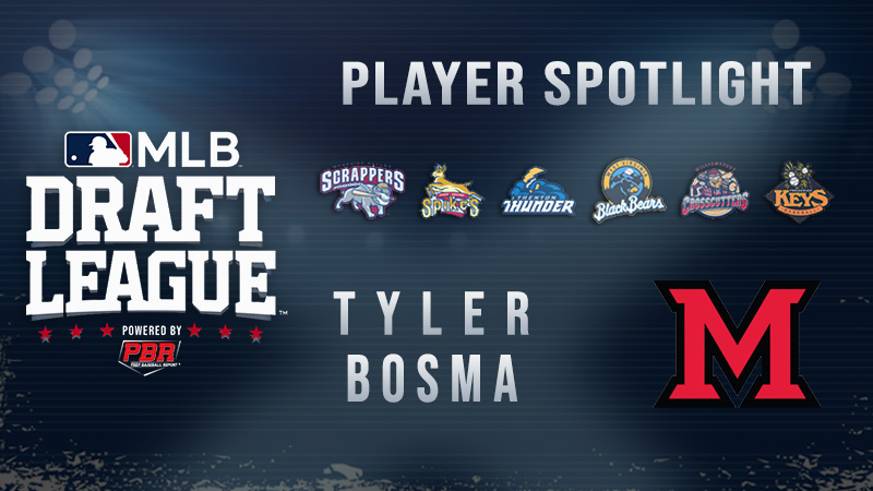 𝘿𝙧𝙖𝙛𝙩 𝙇𝙚𝙖𝙜𝙪𝙚 𝙎𝙥𝙤𝙩𝙡𝙞𝙜𝙝𝙩: 𝙏𝙮𝙡𝙚𝙧 𝘽𝙤𝙨𝙢𝙖

𝗣𝗼𝘀𝗶𝘁𝗶𝗼𝗻: LHP
𝗦𝗰𝗵𝗼𝗼𝗹: <a href="/MiamiOHBaseball/">Miami Baseball</a> 
 
🗒️ Bosma sits in the low 90s, T94-95 mph, and mixes in a two-seamer with good arm-side run. 

🔗 bit.ly/3gmghhs | #MLBDraftLeague