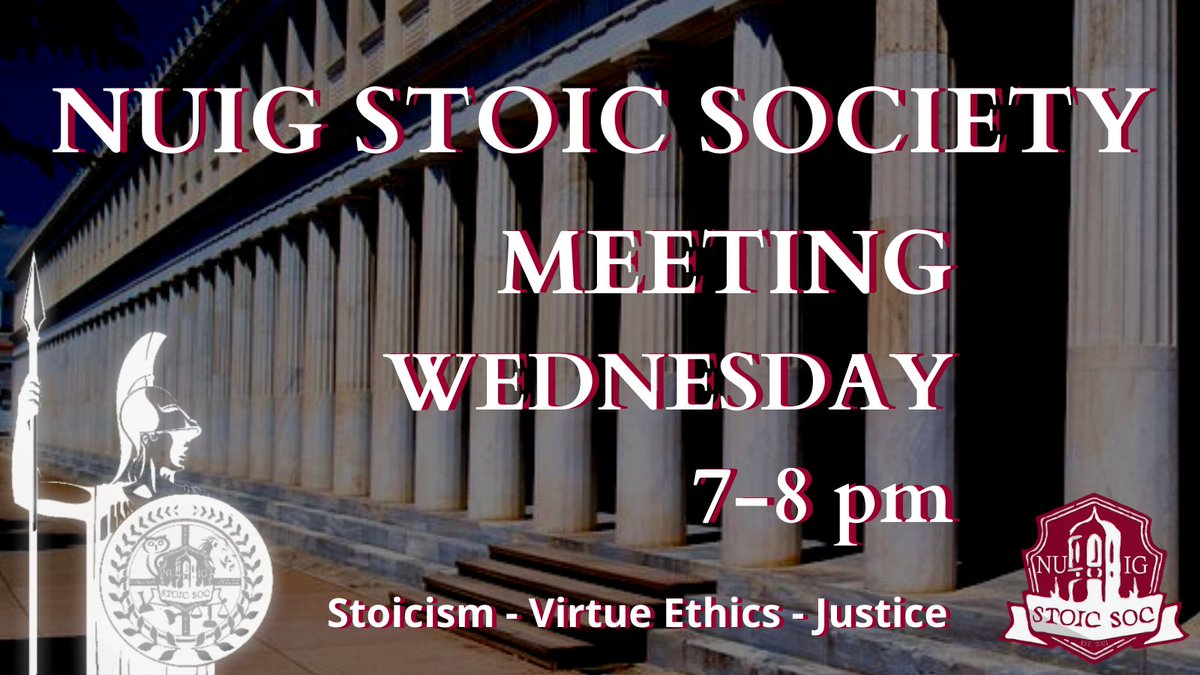 Weekly meetings will now take place on Wednesdays, 7-8pm. 

#nuig #nuigwhatson #nuigalway #nuigsocs #nuigsocieties #nuigstudents #stoicsoc