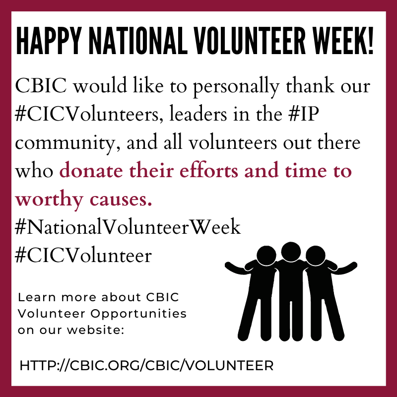 This week is #NationalVolunteerWork and CBIC is grateful today and every day for our #CICVolunteers and all the volunteers out there who continue to make a difference!