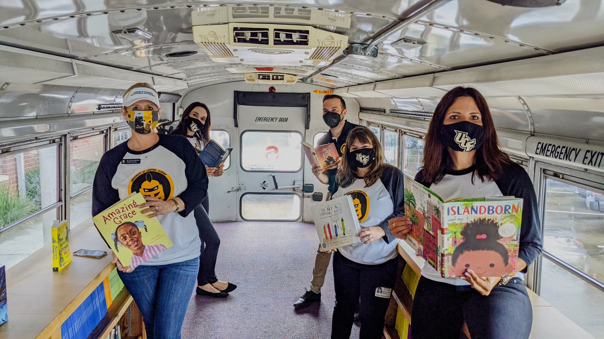UCFCCIE's tweet photo. As part of the Knights Read Community Bus initiative, children were given the opportunity to pick their favorite book from a large selection of covers. All of the books were donated from various grants as well as local community members.
#BookItForward #KnightsRead https://t.co/PUmsUHRknl