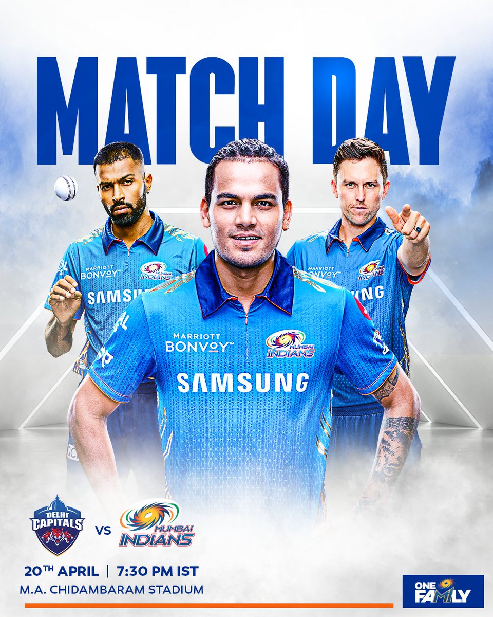mipaltan's tweet photo. तयार का, पलटन? 😎

We take on DC tonight, our opponents from last year's final 💪💙

#OneFamily #MumbaiIndians #MI #IPL2021 #DCvMI @hardikpandya7 @rdchahar1 @trent_boult https://t.co/3a9rCfZcxY