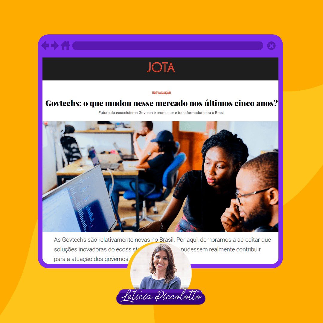 Govtechs: o que mudou nos últimos cinco anos? Essa é uma pergunta que já ouvi algumas vezes. A minha resposta é: "Por aqui, demoramos a acreditar que soluções inovadoras do ecossistema de startups pudessem realmente contribuir para a atuação dos governos".jota.info/coberturas-esp…