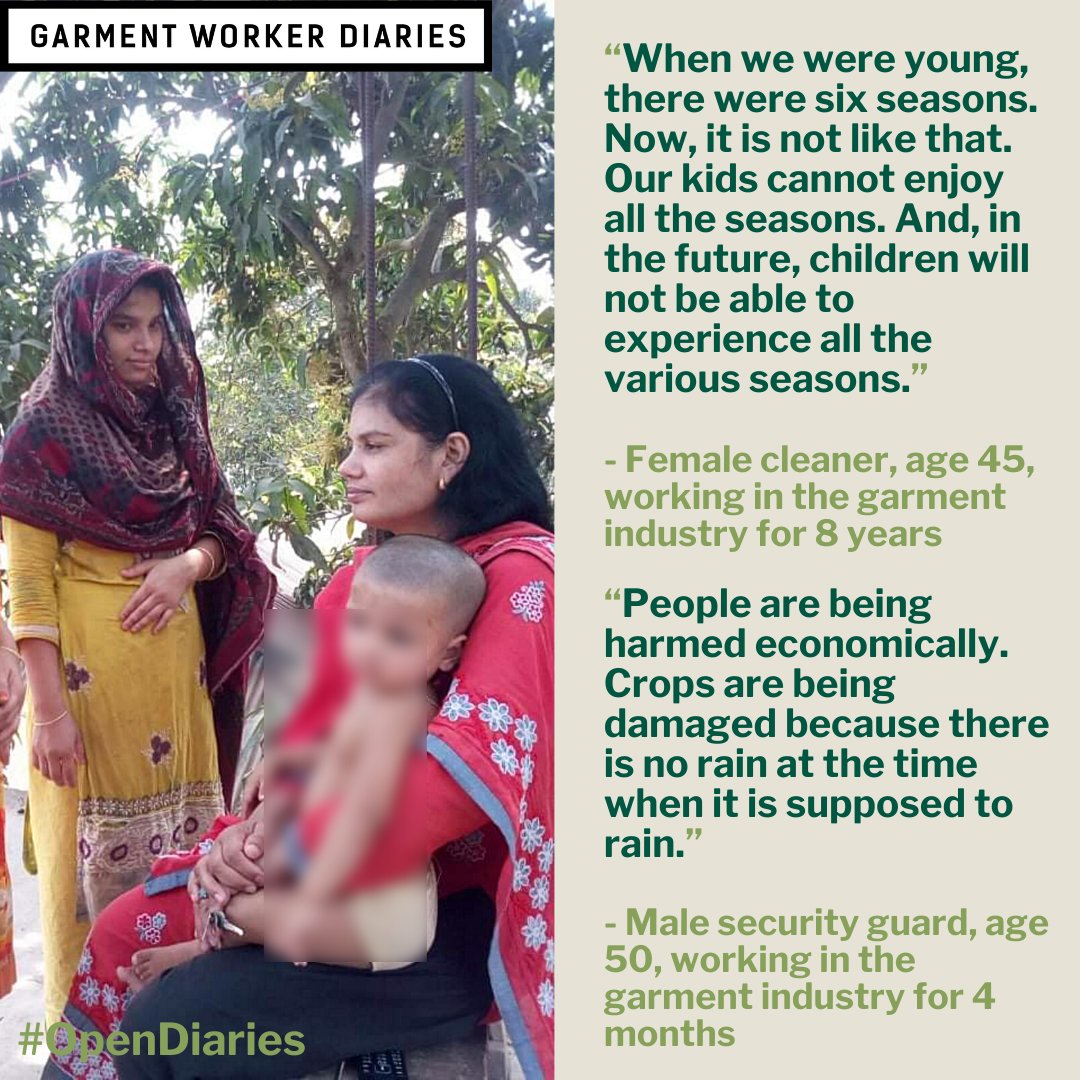 workerdialogue's tweet photo. For this #OpenDiaries post MFO & @sanemnet asked Bangladeshi garment workers "Are you concerned about climate change?"
If you have a question for the garment workers you can DM, comment or email it to questions@workerdiaries.org
#whomademyclothes #workersvoices #workerdiaries https://t.co/20gOTNSMCh