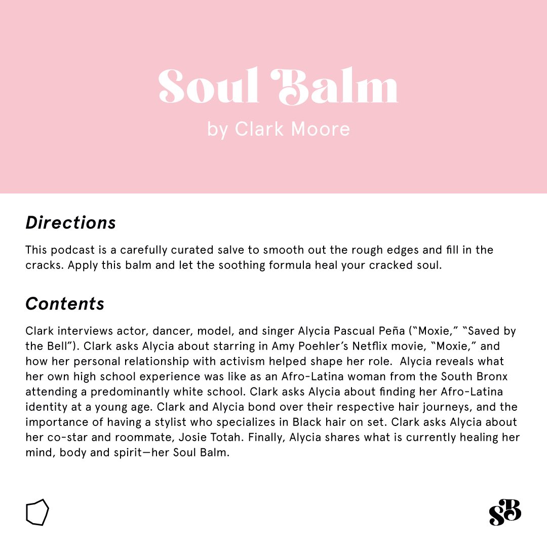 SoulBalmPod's tweet photo. Have you heard our most recent episode featuring a heart warming convo between @mrclarkmoore and @alyciadelsol ?! Get ready to feel inspired, activated, and loved! 🥰 https://t.co/vtbvSPSbnp https://t.co/LWhxEjekbB