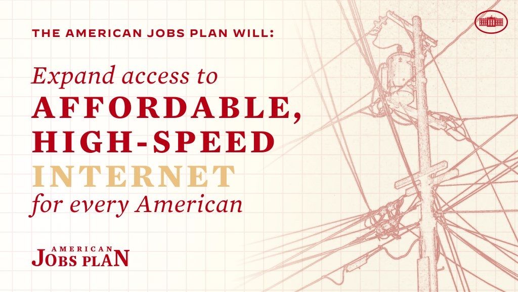 SecRaimondo's tweet photo. High-quality, affordable broadband isn’t a luxury, but it’s a necessity for education, jobs, &amp; healthcare. The #AmericanJobsPlan investments in broadband are made in every community in America: rural, tribal, urban, communities of color, reaching everyone across America. https://t.co/aXDMfnHG0b