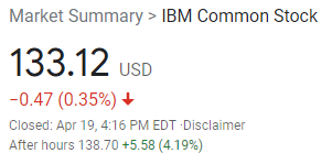 Nice to see $IBM. Up 4% AH. Back to revenue growth. cnbc.com/2021/04/19/ibm…