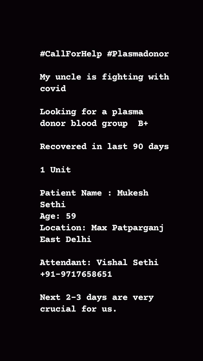vanziiiee's tweet photo. Guys, please help spread the word, or share any resources. Anything helps.

#PlasmaDonor #COVID19India #SOS #CallFOrHelp. https://t.co/dj2wOSKHQP