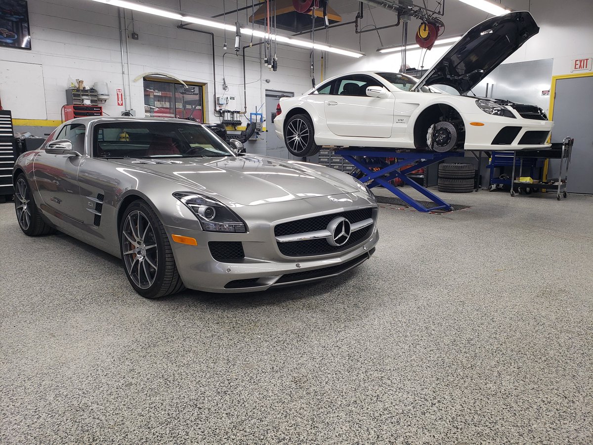 NorthStateCus's tweet photo. Two of Mercedes finest vehicles ever made undergoing exquisite repairs at North State Custom!! What are you working on this week?! #mercedes #benz #sls #amg #gullwing #sl65 #blackseries #42of500 #northstatecustom #northstateautobahn #tier2elitecertified #teslamodel3 #teslamodely https://t.co/wu1n2TSaZ0