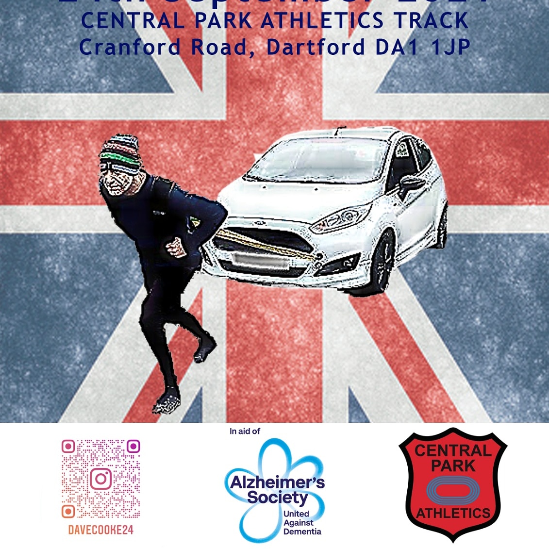 ChainmailDave16's tweet photo. I'm pleased to announce on Friday 24th September I will be attempting a challenge that's never been done before.

The Le Mans 24hr car pull in aid of Alzheimer's Society will take place at Central Park Athletics track Dartford

#alzheimerssociety #centralparkathletic https://t.co/rMt78um4xz