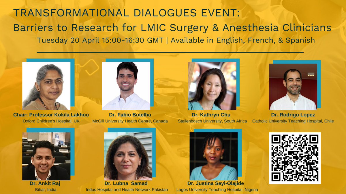 theG4Alliance's tweet photo. There is still time to join the #TransformationalDialogues event today at 15:00-16:30 GMT (in English/French/Spanish)! This event will focus on barriers for LMIC clinicians in research and how to address them.
Register here➡️https://t.co/XENQmyIkSz  #DecolonizingGlobalSurgery https://t.co/ULLJrheoHD