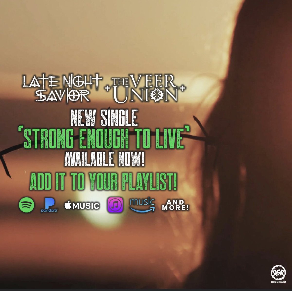 rockshoprecords's tweet image. The NEW @latenightsavior SINGLE, “Strong Enough To Live” feat. @TheVeerUnion is AVAILABLE NOW!! Don’t miss out, ADD it to your Playlists!! LINK IN BIO!
.
.
.
#latenightsavior #theveerunion #strongenoughtolive #rockshoprecords #rsr #altmetal #hardrock #rock