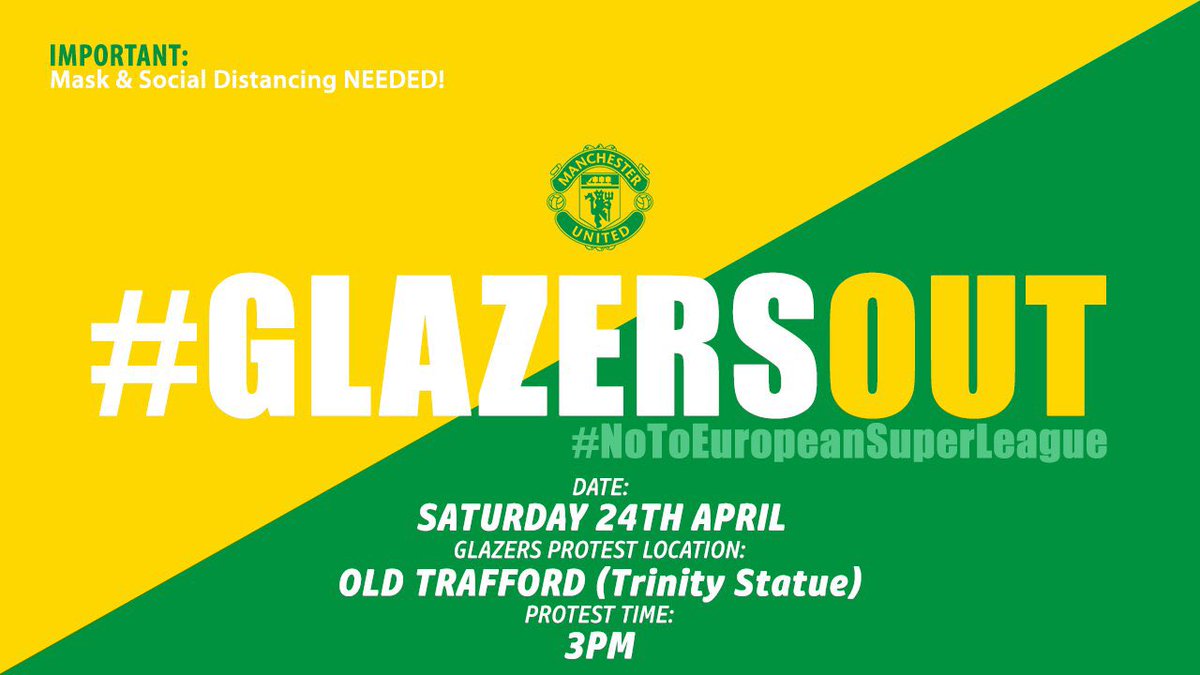 The time is now. Stand against the Glazers. Unify as one. WE ARE MANCHESTER UNITED! #GlazersOutWoodwardOut #SayNoToEuropeanSuperLeague 

Spread the word. We must act now! 🔰