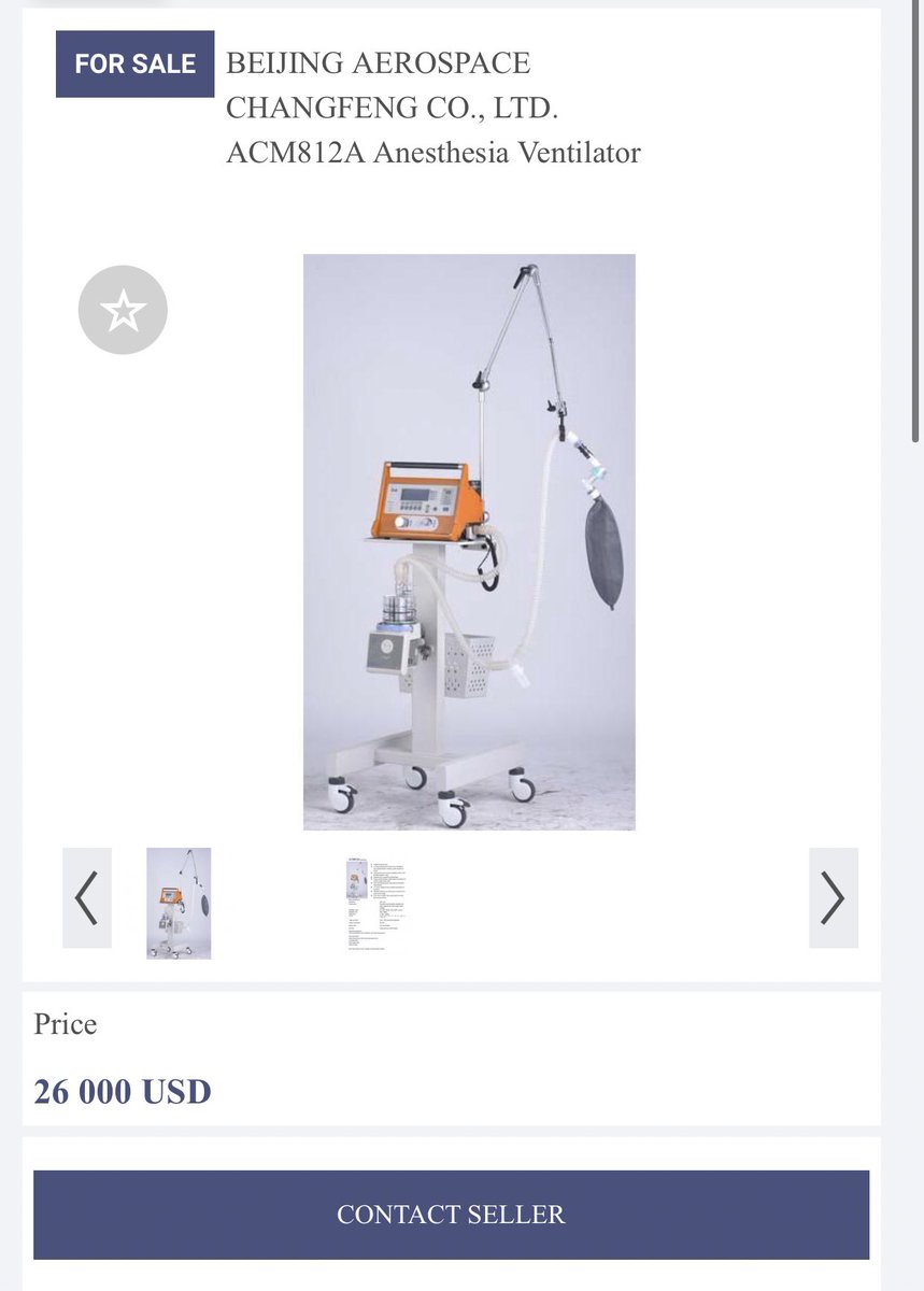 3/The model number, ACM812A, indicates it’s an anesthesia ventilator. We found this broker’s listingselling it for $26,000 US last spring, when ventilators were in shortt supply for an exploding number of  #covid19 patients. @WPLGLocal10