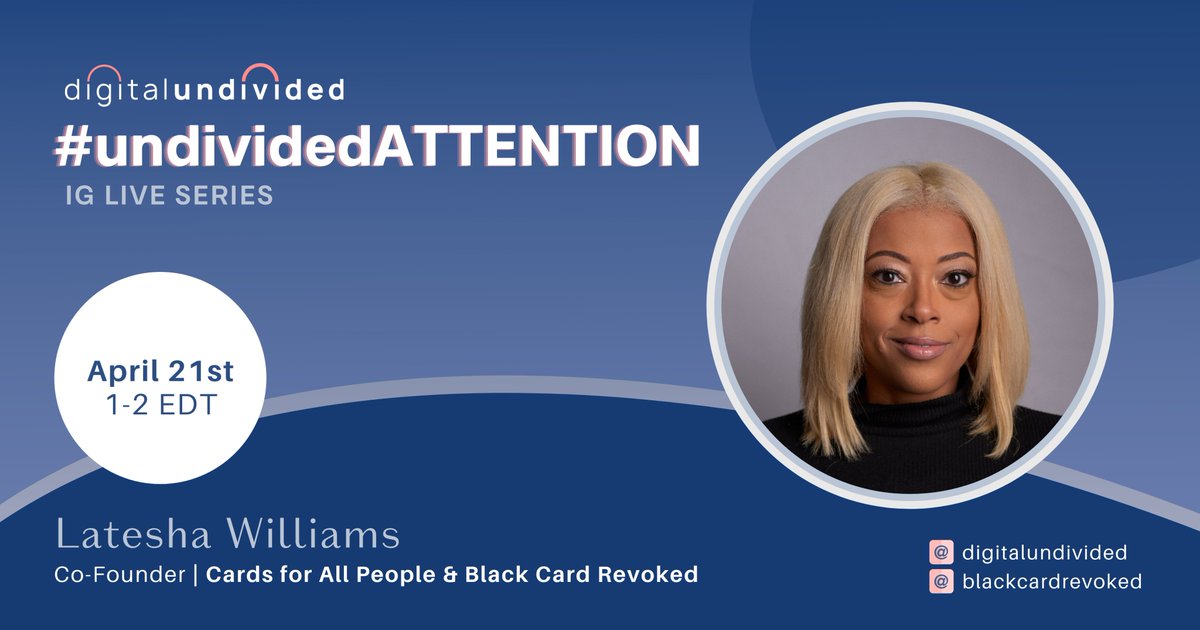 Join us on Wednesday for #undividedATTENTION Season 3, Ep. 4 with Latesha Williams, Co-Founder of <a href="/cards4allpeople/">Cards For All People</a>, a gaming pioneer with products for women, people of color, and the LGBTQ community. #blackcardrevoked #angrymomsgame #girlsnightoutgame
