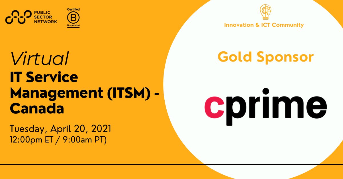 🇨🇦 We are excited to welcome <a href="/cprimeinc/">Cprime, Inc</a> as a gold sponsor for the Virtual: IT Service Management (ITSM) - Canada

Reimagine how you manage your IT ecosystem

Join us: Tuesday April 20 at 9:00am PT / 12:00pm ET
hubs.ly/H0LwV7d0