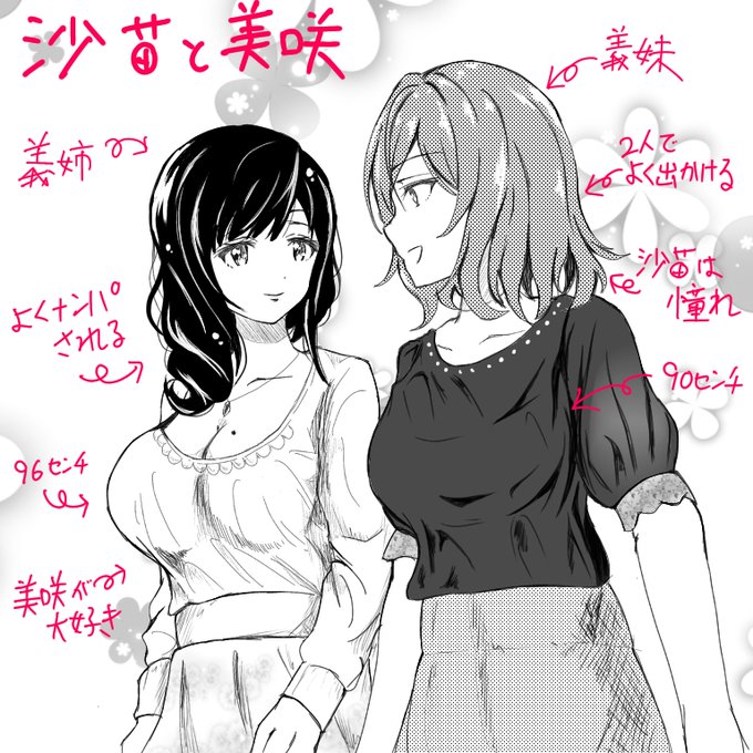 岡村姉妹
沙苗さんと美咲ちゃんは仲良しです。

#絵描きさんと繋がりたい  #イラスト好きな人と繋がりたい  #イラスト #沙苗さん #巨乳 