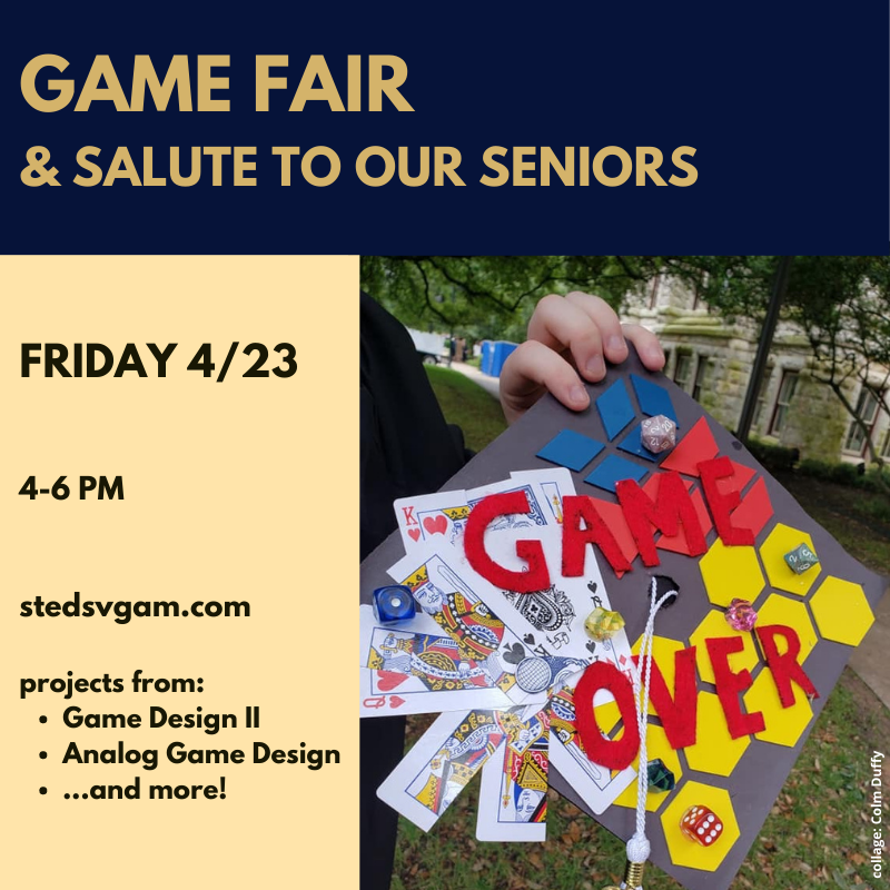 seuvgam's tweet photo. Please join us Friday as we celebrate this term's student work and say goodbye to our graduating VGAM seniors!  #fearthegoat

https://t.co/xvq7CPCcWr https://t.co/QlcNqvHW0i