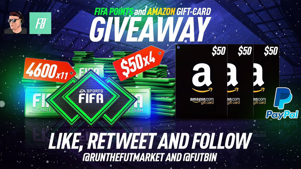 quick giveaway with my best friends @FUTBIN for team of the season 🤝 4 x $50 Amazon/PayPal vouchers 11 x 4,600 FP just like, RT, and follow both our Twitter accounts! Will choose winners on Friday 4/23! @futbin @runthefutmarket