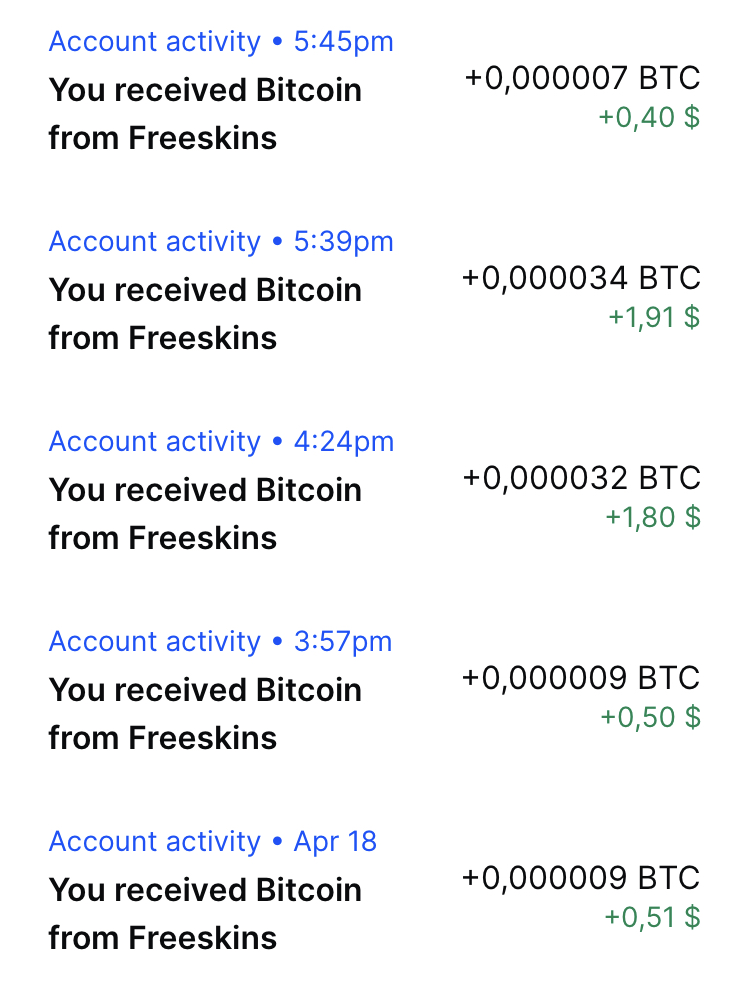 Just withdrew some more BTC. Great time to get free #Bitcoin during the dip. freeskins.com/r/105389156299…