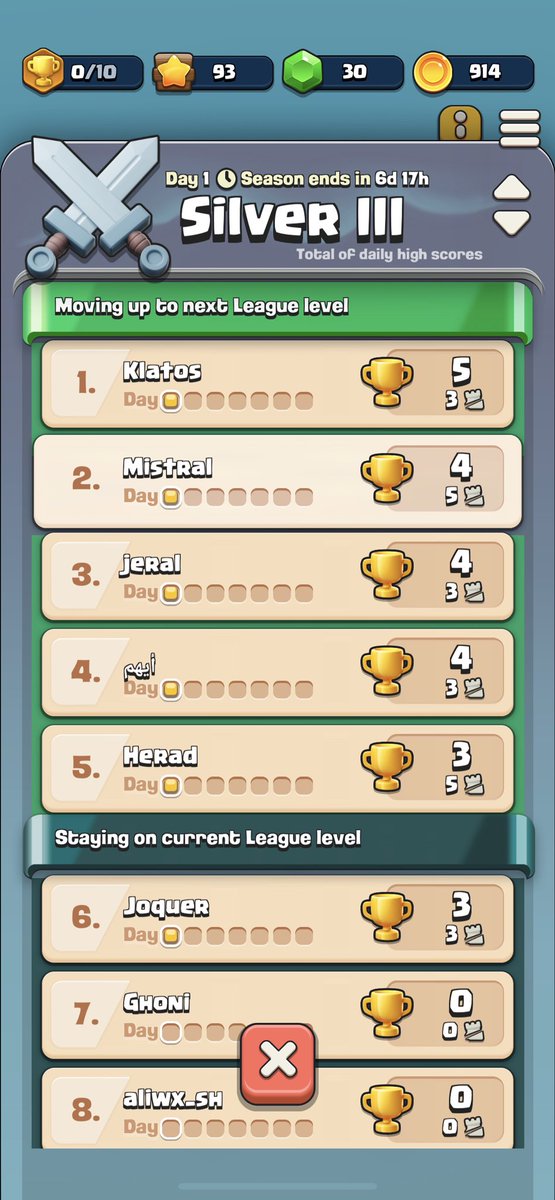 Bon début de saison correcte pour le moment ! 

#ClashQuest #supercell