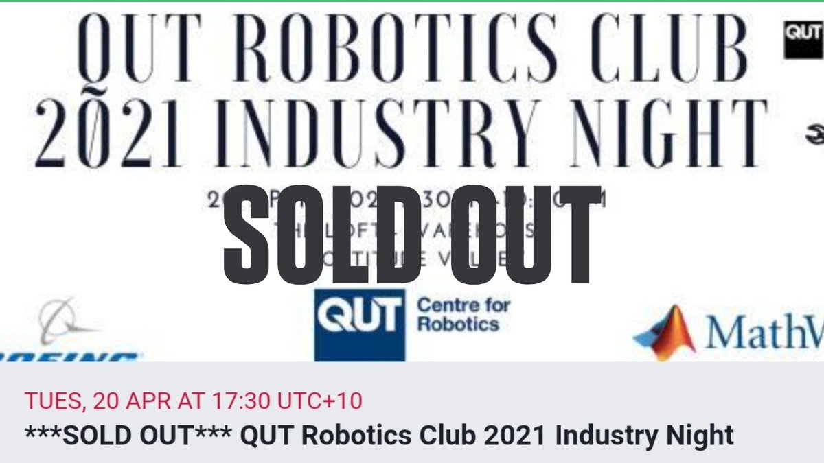 Michael Milford, FTSE π€πππ§ ππ£οΈ (@maththrills) on Twitter photo Well done to the <a href="/QUTRobotics/">QUTRobotics</a> Club on a now *sold out* industry night - see everyone tonight along with <a href="/jonnieroberts/">Roberts Jonnie</a> <a href="/feras_dayoub/">Feras Dayoub</a> <a href="/ChrisLehnert/">Chris Lehnert</a> from <a href="/QUT/">QUT</a> plus dozens of #robotics #industry reps #QUTEngineering #students #careers #jobs #technology Well done to the <a href="/QUTRobotics/">QUTRobotics</a> Club on a now *sold out* industry night - see everyone tonight along with <a href="/jonnieroberts/">Roberts Jonnie</a> <a href="/feras_dayoub/">Feras Dayoub</a> <a href="/ChrisLehnert/">Chris Lehnert</a> from <a href="/QUT/">QUT</a> plus dozens of #robotics #industry reps #QUTEngineering #students #careers #jobs #technology